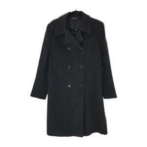 Steve By‎ Searle Wool Cashmere Blend Double Breasted Black Long Coat Sz 8 USA